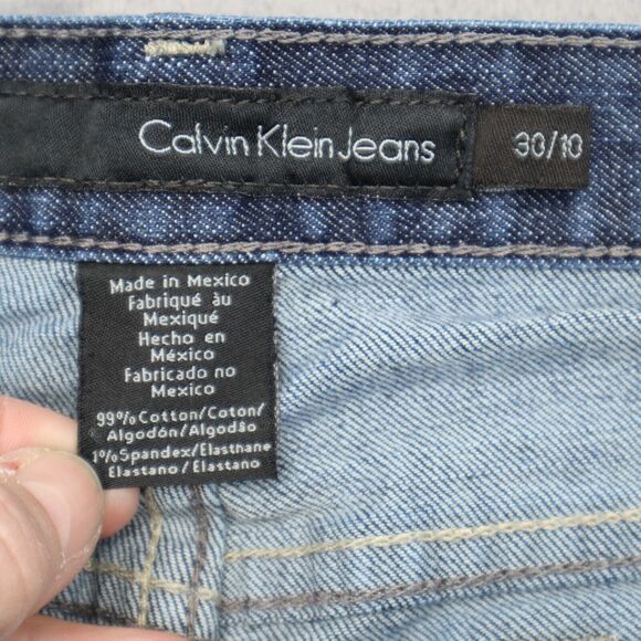 Calvin Klein Jeans Womens 30 Blue Flared Low Rise 5 Pocket Dark Wash Denim Pants - Picture 2 of 16